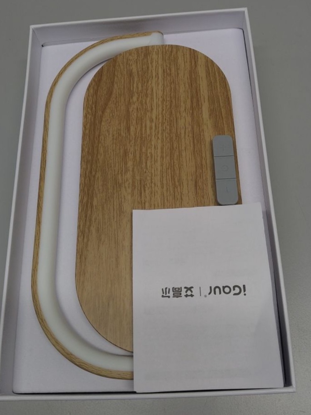 Modern Wood Bedside Lamp w Wireless Charger Bluetooth Speaker NIB - Picture 3 of 3